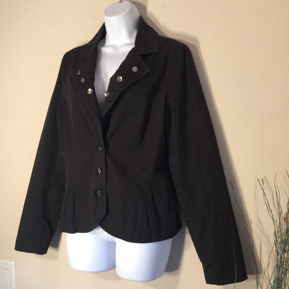 RANK Vintage Black Band Style Jacket XL Retro Button Cotton Blend Rocker Blazer - Picture 2 of 13